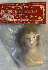 Vintage Fibre Craft Vinyl Doll Head 3 NOS 7683-03 Brown Hair Maybe Angel