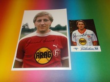 Gerd Zewe Fortuna Düsseldorf signed autograph on 20x28 photo + postcard