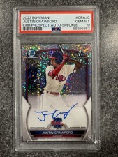 2023 1st Bowman Chrome  Justin Crawford Speckle Auto /299 PSA 10