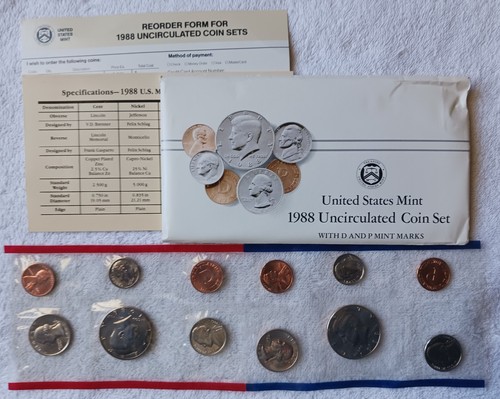 United States Mint Uncirculated Coin Sets - 1988, 1989, 1992, 1994, 1995, 1998