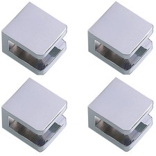 Brass Shower Glass Clamp, No-Drill-on-Glass Fixed Panel Shower Door Glass Cli...