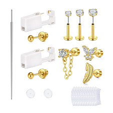 Ear Piercing Kit Gold Ear Piercing Gun Kit Self Piercing Earrings Piercing Kit D