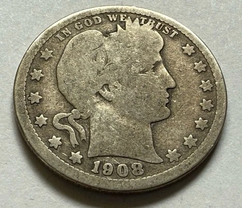 1908 BARBER QUARTER SILVER U.S. COIN * GET WHAT U C * SHIPS FREE