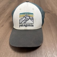 Patagonia Blue Trucker Hat Mesh Back Snapback Mountain Embroidered Logo Cap