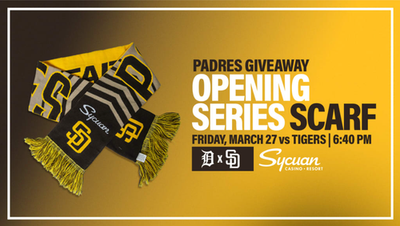 #ad 🟡🟤San Diego Padres Opening Series Scarf SGA 3 27 Vs Tigers Presale 🟤🟡 $29.99