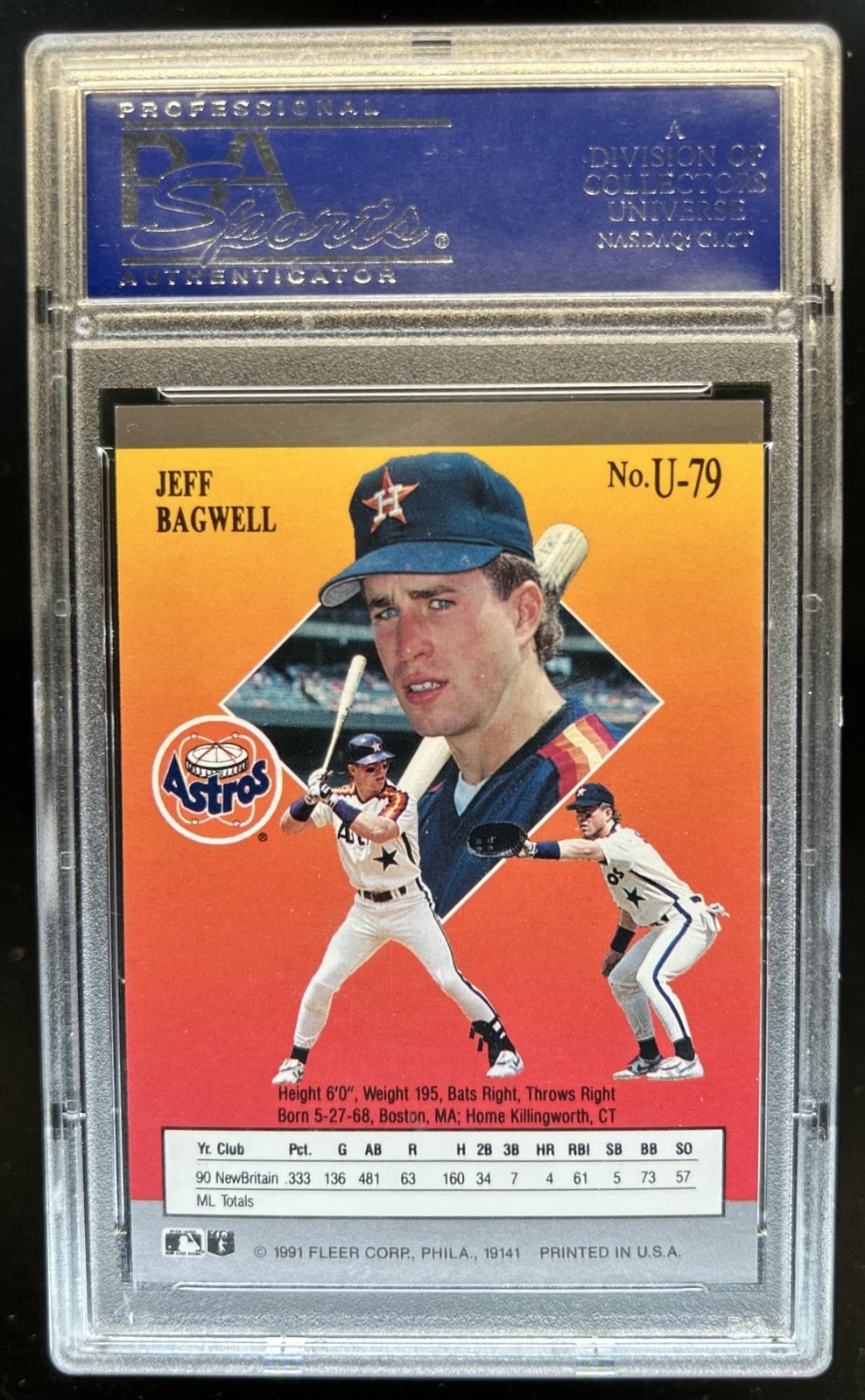 1991 Fleer Ultra Update Jeff Bagwell Rookie RC #U-79 Astros PSA 10 GEM MINT view 2