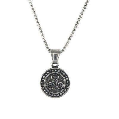 Edelstahl Wikinger Triskele Anhänger Halskette, Sterlingsilber, 50 cm Kette (T