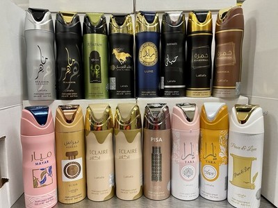 Mayar,Yara,Eclair, Maahir, Peace & Love, Pisa,and Khamrah 200ml Body spray.16 Pc