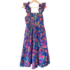 J. Crew Factory Midi Tiered Floral Dress Blue and Pink Size 0