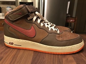 orange and brown air force ones