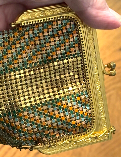 EXCELLENT Colorful Whiting & Davis Chain Mail Art Deco Mesh 1920s Purse 3.75"x6" - Picture 3 of 12