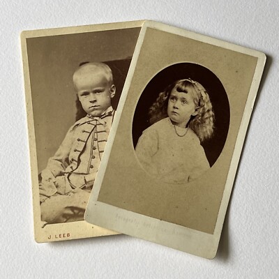 Antique CDV Photograph Children Siblings ID Frances & Kenneth Brown Munchen