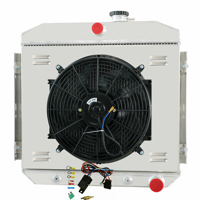3-Row Radiator w/ Shroud 90W Fan Fit 1955 1956 1957 Chevrolet Bel Air Nomad V8