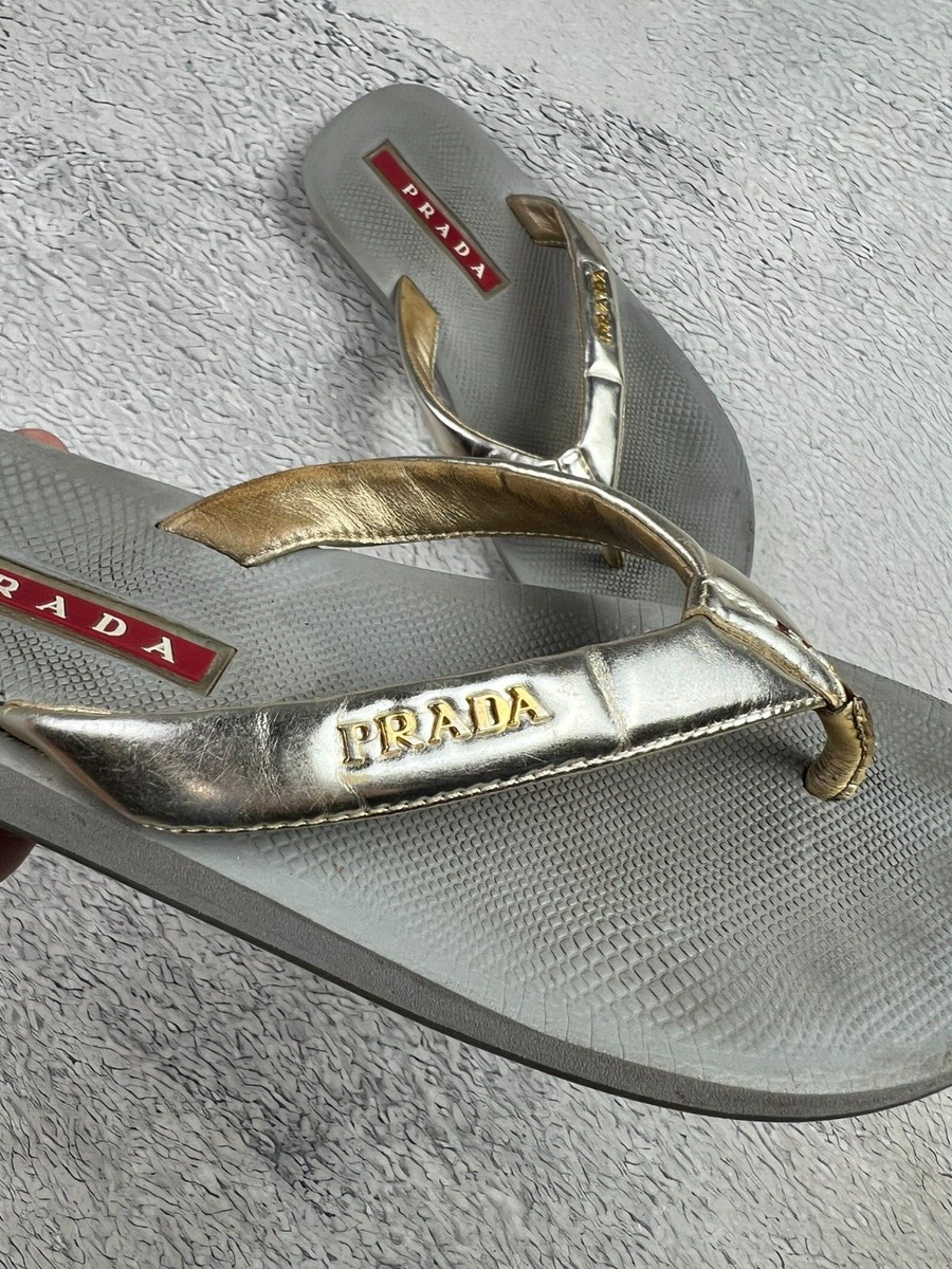 プラダ　サンダル　36 PRADA プラダ モノリス サンダル レディース36ハーフ ベージュ