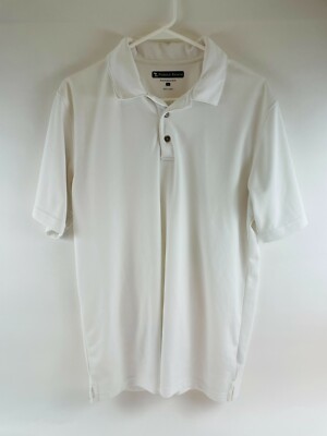 Pebble Beach Performance Polo Shirt Men's Size Large White 1/4 Button Short Slv