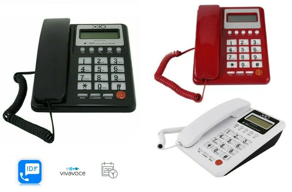 Telefono Fisso Da Ufficio Per Anziani ID Chiamate Numeri Tasti Grandi Vivavoce - Immagine 2 di 4