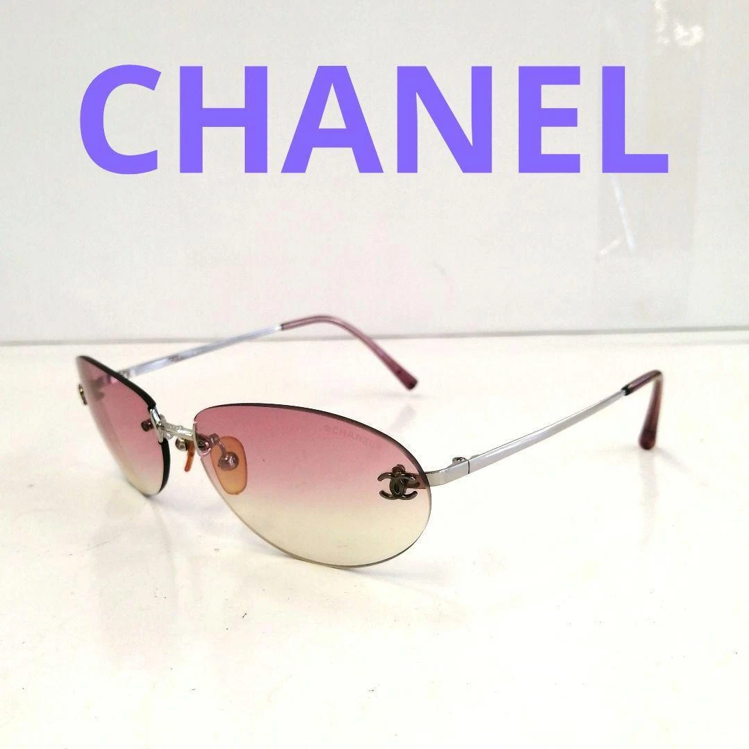 chanel rimless sunglasses on face