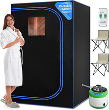 Home Portable Sauna for 2, Steam Tent with Chairs  Remote Control - Black