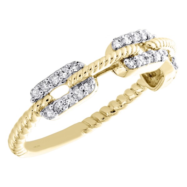 10K Gelbgold Diamant Gliederkette Milgrain Ehering JubiläUm Ring 1/4 Karat-image