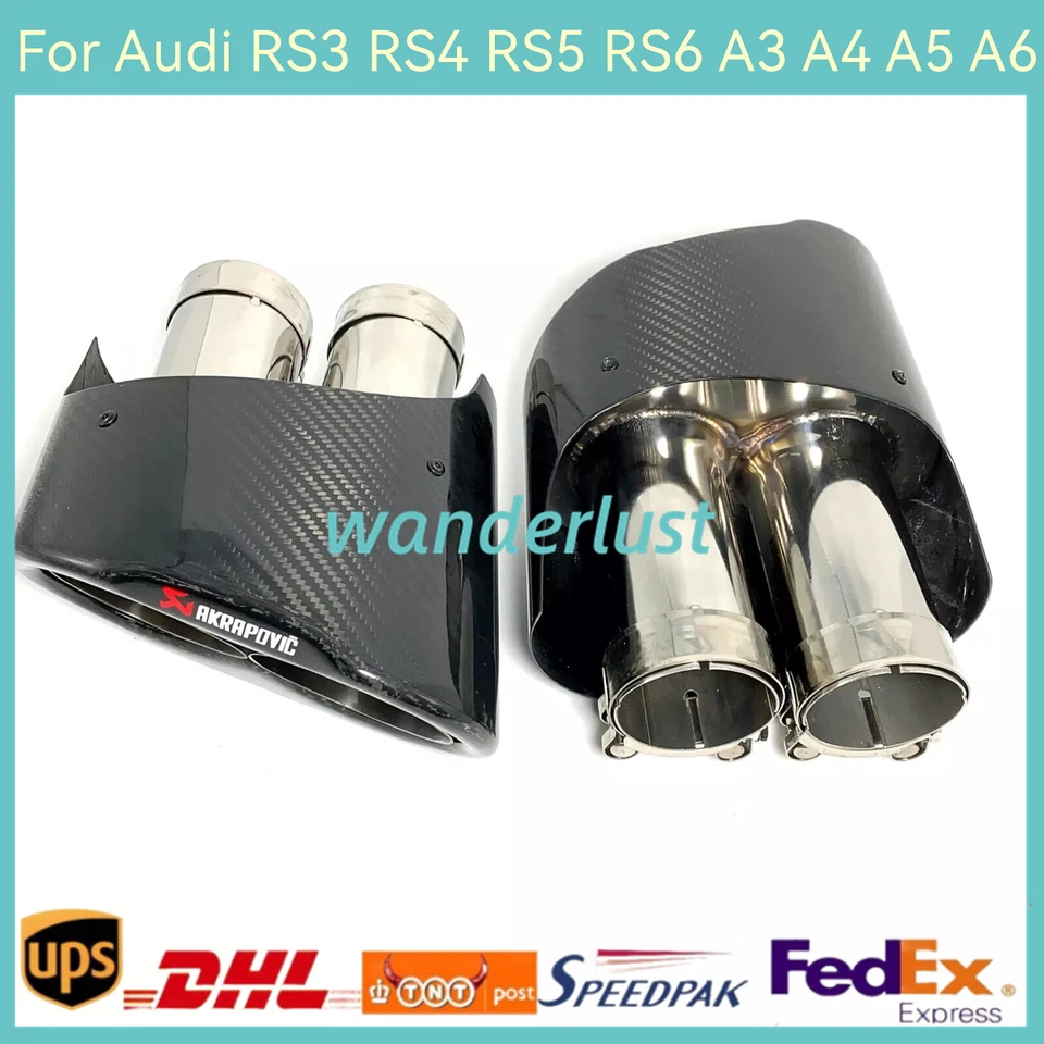 Выхлопной наконечник из углеродного волокна Akrapovic для Audi RS3 RS4 RS5 RS6 A3 A4 A5 A6 2 шт. - Изображение 3 из 4