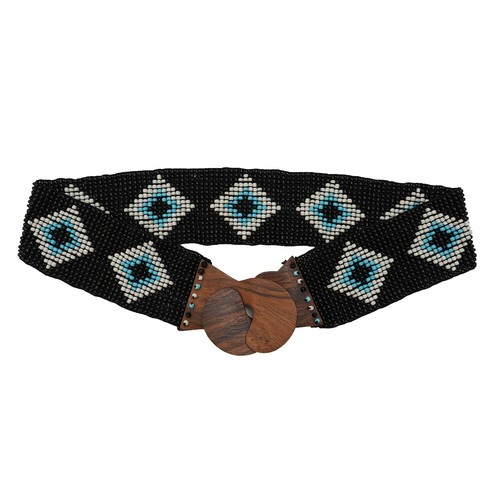 Vintage boho Shell and Beaded string belt 54” length bohemian Seashell Belt | Vintage Red Cord Cowrie Sea Shell Beaded  main image 3