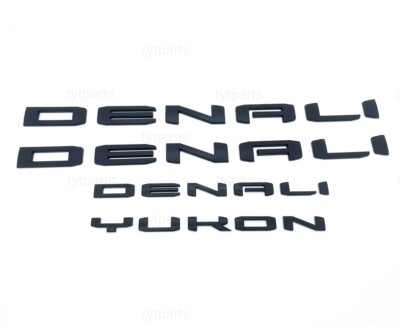Matte Black Door Rear DENALI Yukon Emblems Letters 2021-2025 GMC Yukon Yukon XL