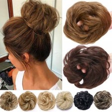 Real Natural As Human Messy Bun Scrunchie Cover Updo Hair Extensions Mult-colors