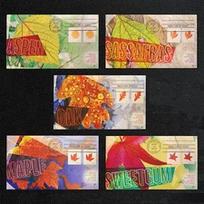 2025 Vibrant Leaves Postcard Stamps 5 FDC Set : Cachets Ciccolella