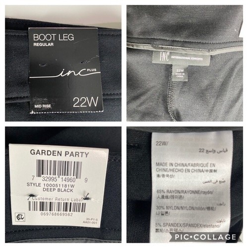 INC International Concepts deep black regular boot leg pant Sz 22W Women's Plus - Picture 4 of 8