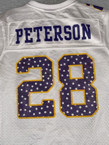 Minnesota Vikings Football Jersey Women Small White #28 Adrian Peterson Reebok - Picture 18 of 18