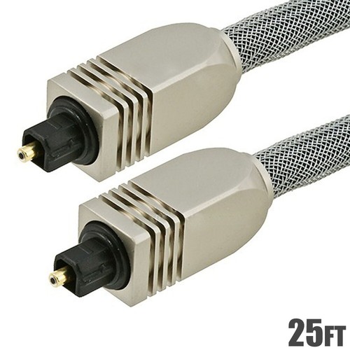 25FT Digital Fiber Optic Optical Audio Toslink Cable SPDIF Cord Dolby DTS Gold