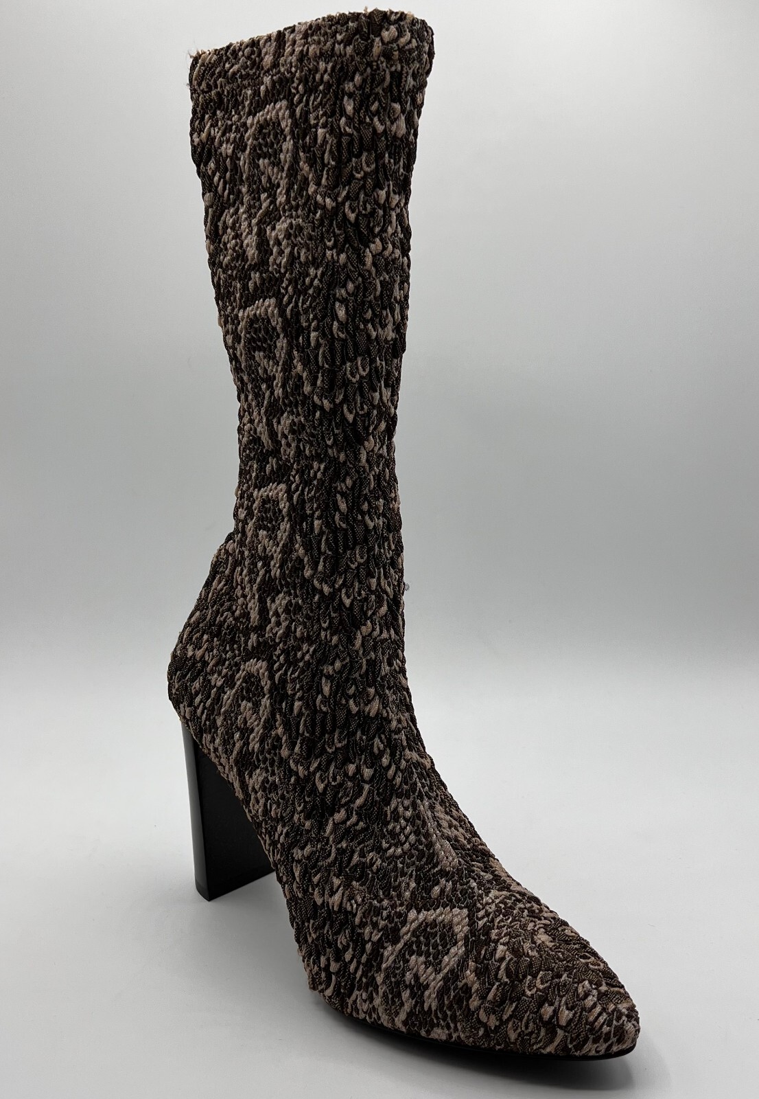 $1295 Saint Laurent Sessanta stivali tacco al polpaccio tessuto elasticizzato 39 US 9 632445 2904