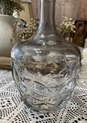 Vintage Half Gallon Glass Jug Beautiful Cut Glass, No Lid Vase Flowers