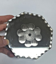 Boîte à Bijoux ART DÉCO Hexagonale en Bakélite plaquée de MIROIRS décor Fleur