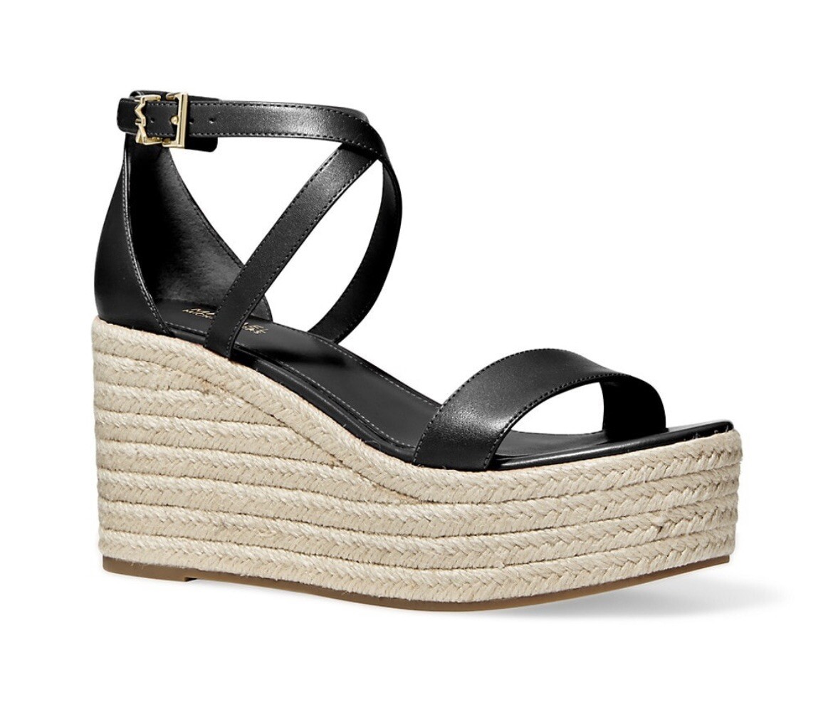 NWT Michael Kors Serena Espadrilles wedge sandals Black size