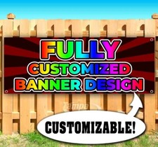 FULLY CUSTOMIZED BANNER Advertising Vinyl Banner Flag Sign Many Sizes Available