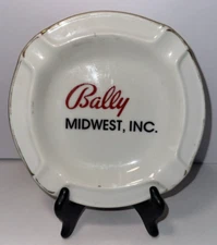 Bally Midwest, Inc Vintage Ceramic Ashtray With Gold Trim - 6.25” Diameter