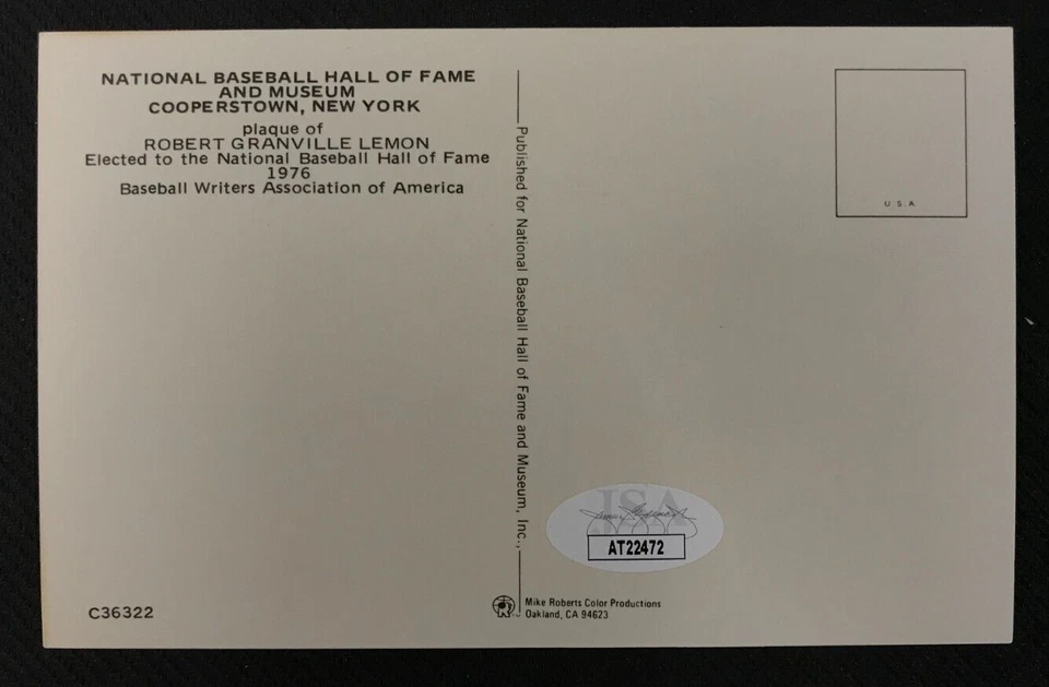 Bob Lemon Signed HOF Postcard JSA Cert w/COA HOF '76 Cleveland Indians #21 MLB! - Image 3 of 4