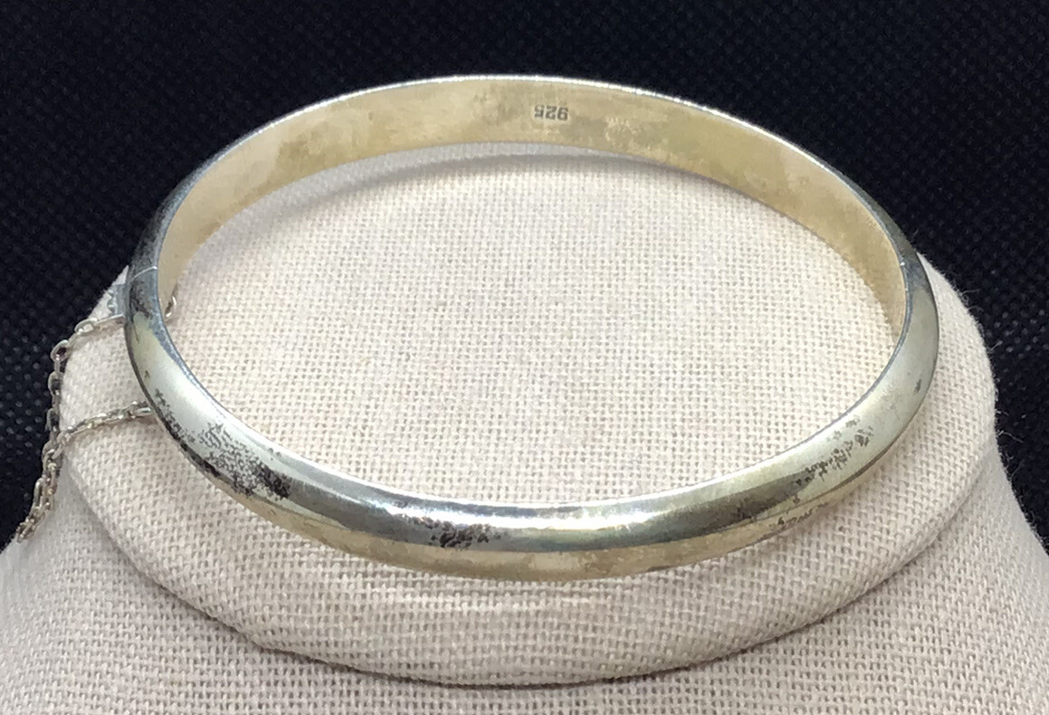 Vintage Sterling Silver 925 Hinged Bangle Bracelet 7