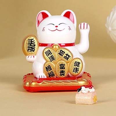8cm Creativity Solar Powered Maneki Money Fortune Lucky Cat Craft Home Decor