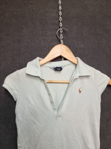 Ralph Lauren Girls Polo Dress M 8/10 Pale Blue Ruffle Hem Cotton - Picture 2 of 6