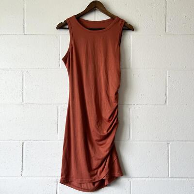 Unbranded Rust Sleeveless Scrunch Midi Bodycon Fitted Dress Women's Large |  eBay