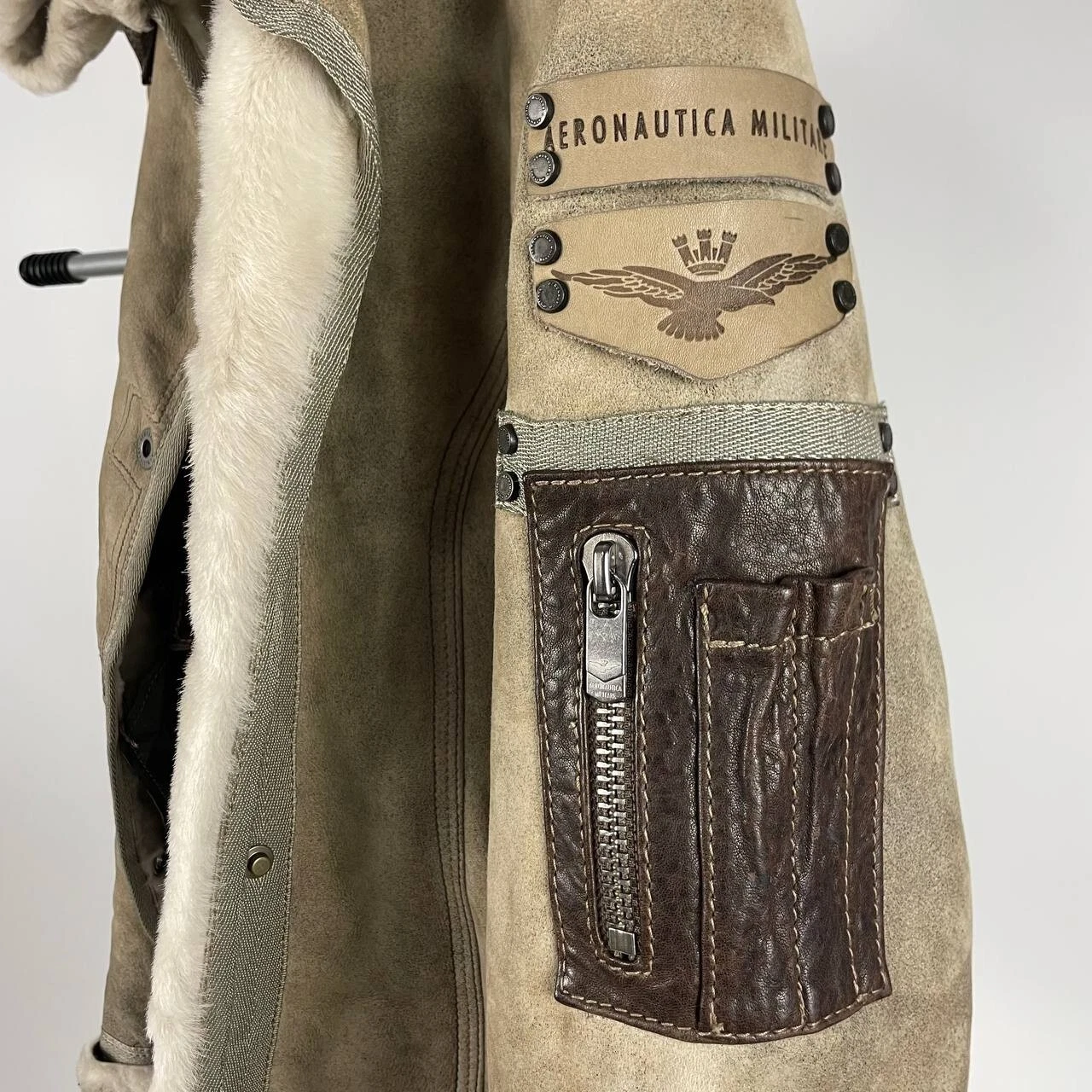 BALENCIAGA ❗️RARO❗️Aeronautica Militare Pelle Volo Ritagliata Pelle di Pecora Giacca Pelliccia Vintage