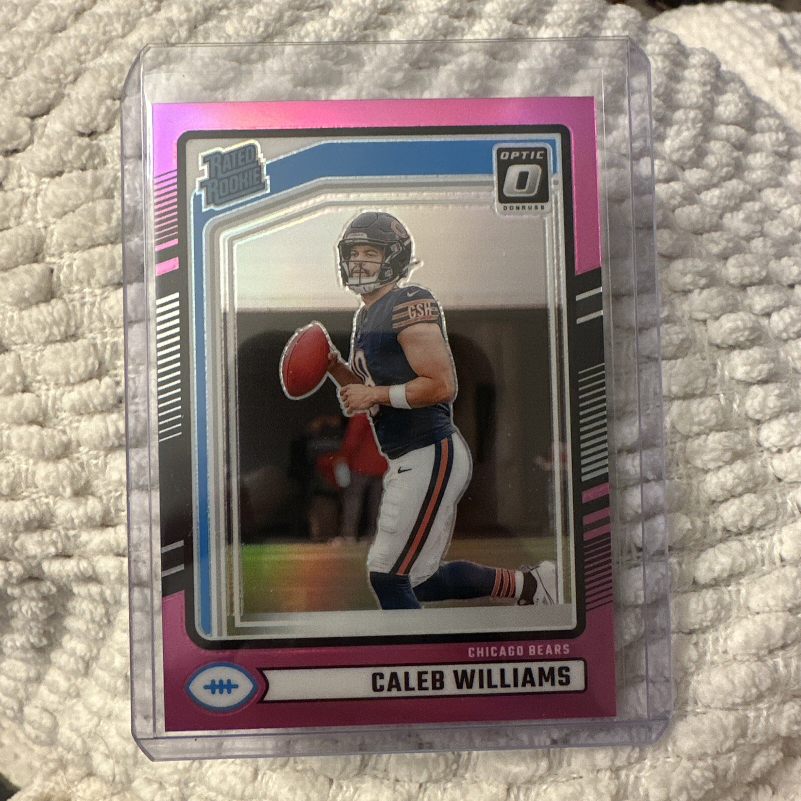 Caleb Williams RC 2024 Donruss Rated Rookie Pink Holo Prizm Optic Preview #327