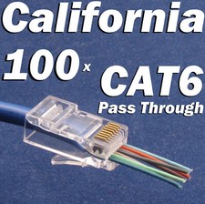 100 Pcs CAT6 Plug RJ45 Network Cable Modular 8P8C Connector End Pass Through