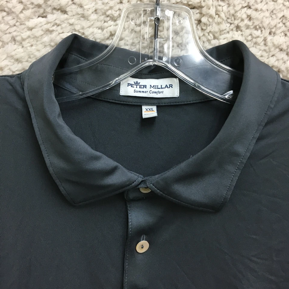 Peter Millar Summer Comfort TCU Horned Frogs Polo Shirt 2XL Gray Stretch Mens - Image 4 of 4