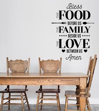 Wall Vinyl Decal Words Quote Bless Food Before Home Interior Decor z4776
