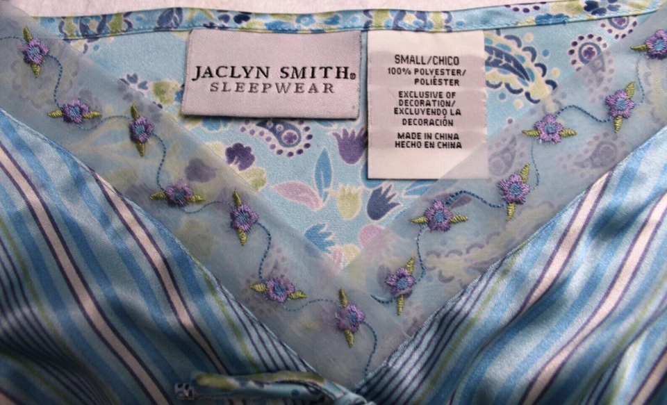 CAMISÓN SIN CORDONES JACLYN SMITH Damas Talla S Azul Verde Morado Floral Encaje Sedoso Foto 3 de 4