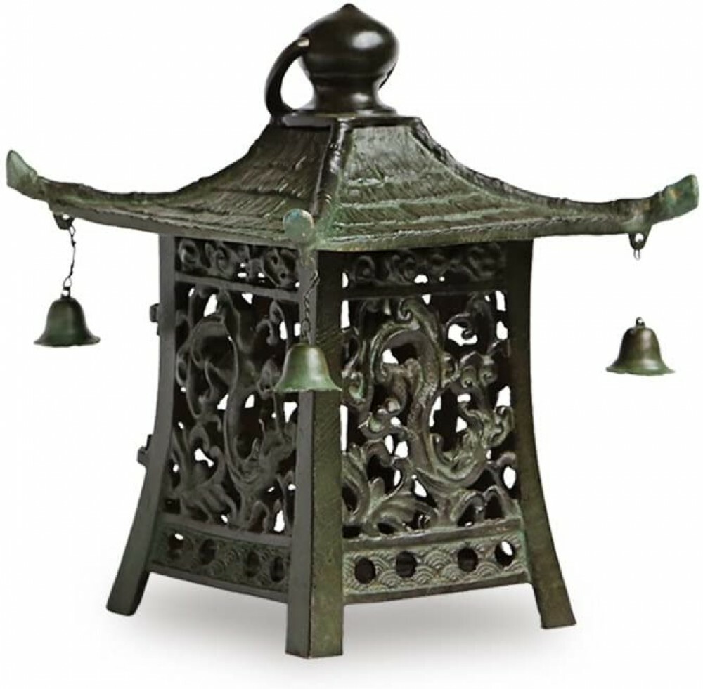 Toro Japanese Bronze Hanging Lantern Takaoka Craft square Sukashi