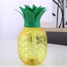 New Fun Express Pineapple-Shaped Plastic Cup With Lid & Straws Party (No Light)